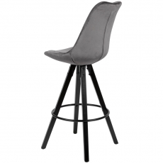 Barová stolička Steve (súprava 2 ks), zamat, sivá/čierna - 5