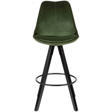 Barová stolička Steve (súprava 2 ks), zamat, zelená/čierna - 2