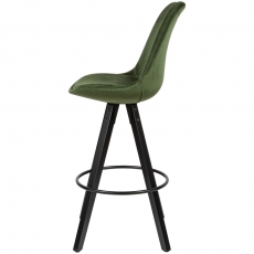 Barová stolička Steve (súprava 2 ks), zamat, zelená/čierna - 4