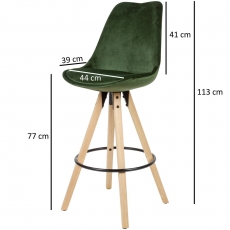 Barová stolička Steve (súprava 2 ks), zamat, zelená - 4