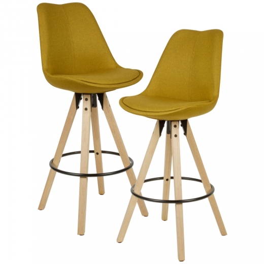 Barová stolička Steve (súprava 2 ks), žltá - 1