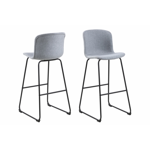 Barová stolička Story (SET 2ks), tkanina, svetlo šedá - 1