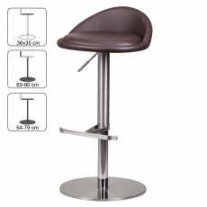 Barová stolička Tage, hnedá/nehrdzavejúca oceľ - 3