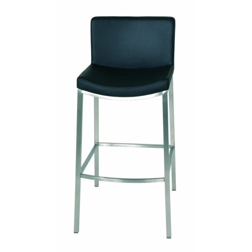 Barová stolička Teha, 85 cm, nehrdzavejúca oceľ/čierna - 1