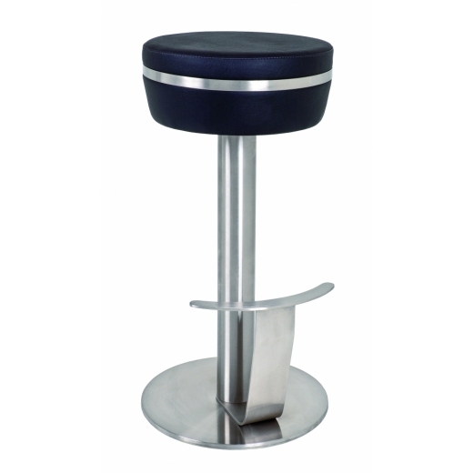 Barová stolička Telida, 78 cm, nehrdzavejúca oceľ/čierna - 1