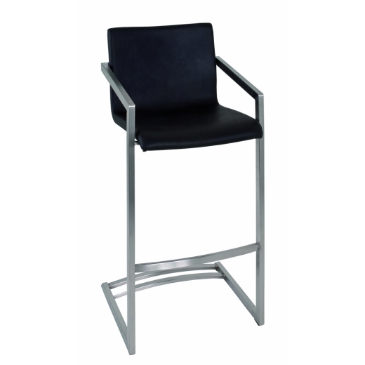 Barová stolička Tesa, 100 cm, nehrdzavejúca oceľ/čierna - 1