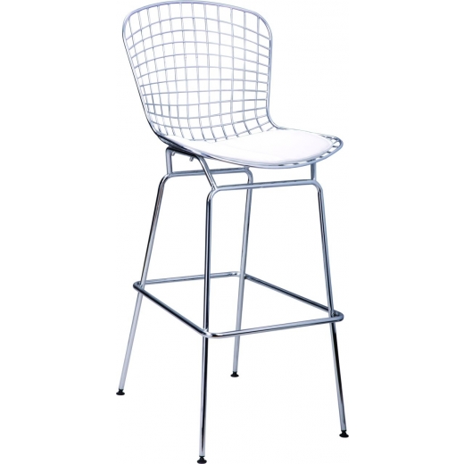 Barová stolička William, chróm/biela - 1