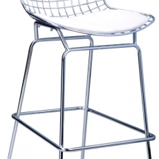 Barová stolička William, chróm/biela - 1