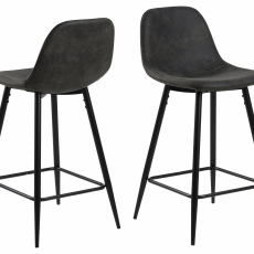 Barová stolička Wilma (SET 2ks), tkanina, antracitová - 1