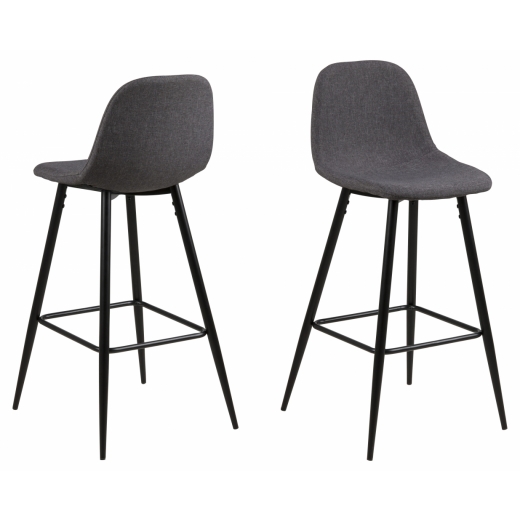 Barová stolička Wilma (SET 2ks), tkanina, šedá - 1