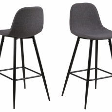 Barová stolička Wilma (SET 2ks), tkanina, šedá - 1