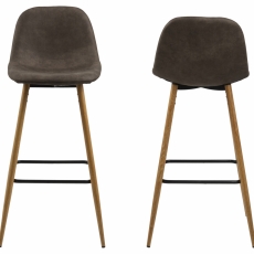 Barová stolička Wilma (SET 2ks), tkanina, svetlo hnedá - 2