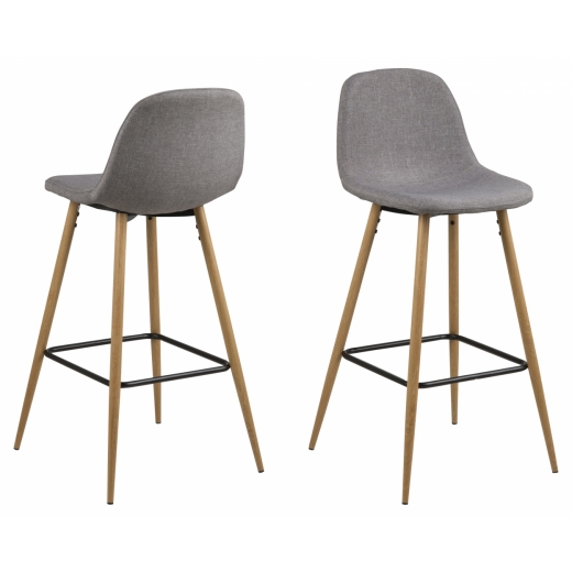 Barová stolička Wilma (SET 2ks), tkanina, svetlo šedá - 1