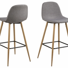 Barová stolička Wilma (SET 2ks), tkanina, svetlo šedá - 1