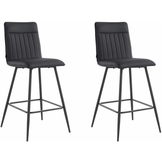 Barová stolička Zelta (SADA 2 ks), syntetická koža, čierna - 1