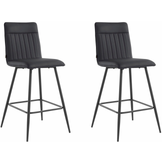 Barová stolička Zelta (SADA 2 ks), syntetická koža, čierna