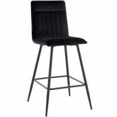Barová stolička Zelta (SADA 2 ks), zamat, čierna - 4