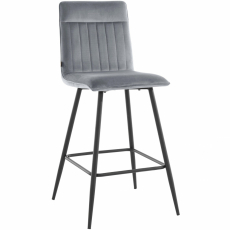 Barová stolička Zelta (SADA 2 ks), zamat, šedá - 4