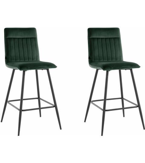 Barová stolička Zelta (SADA 2 ks), zamat, tmavo zelená