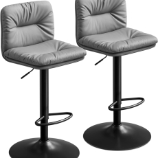 Barová židle Ambush (SET 2 ks), syntetická kůže, šedá - 1