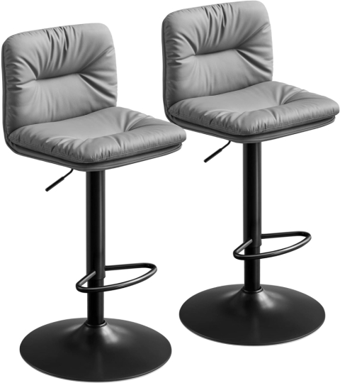 Barová židle Ambush (SET 2 ks), syntetická kůže, šedá