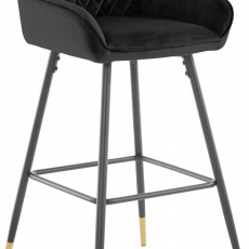 Barová židle Bradley, samet, černá - 1
