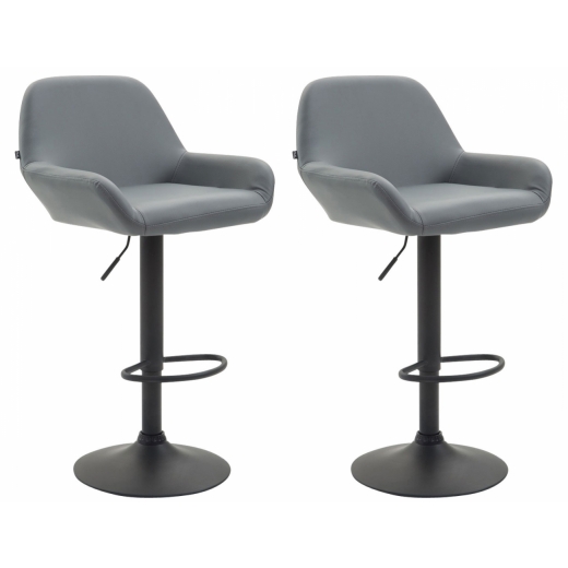 Barová židle Brag (SET 2 ks), syntetická kůže, šedá - 1