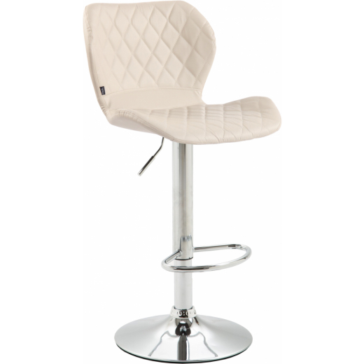Barová židle Cork, syntetická kůže, chrom / krémová - 1