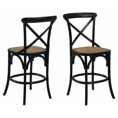 Barová židle Eileen (SET 2ks), ratan, černá