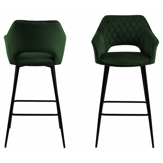 Barová židle Felina (SET 2ks), tkanina, tmavě zelená - 1