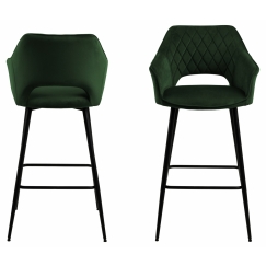 Barová židle Felina (SET 2ks), tkanina, tmavě zelená
