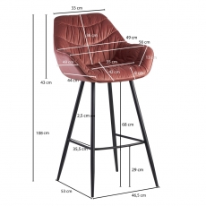 Barová židle Gepo, samet, růžová - 3