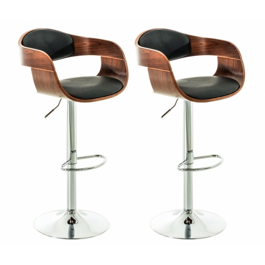 Barová židle King (SET 2 ks), černá / ořech - 1