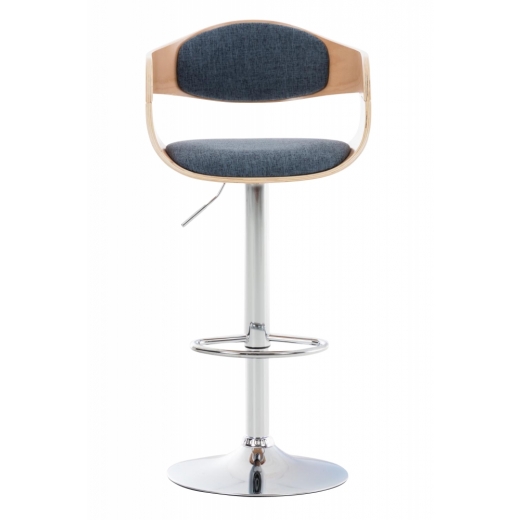 Barová židle Kingston, textil, přírodní / modrá - 1