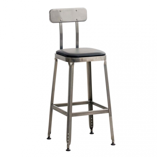Barová židle kovová Eaton kůže, metalická - 1