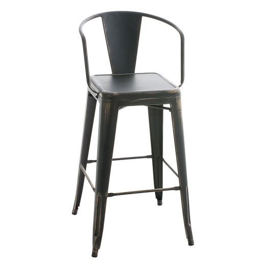 Barová židle kovová Mason L, antik černá - 1
