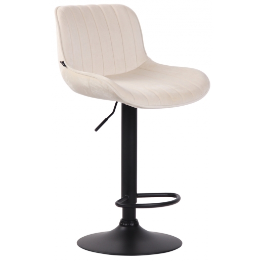 Barová židle Lentini, samet, černá / krémová - 1