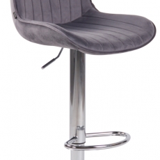 Barová židle Lentini, samet, chrom / tmavě šedá - 1