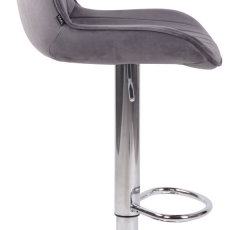 Barová židle Lentini, samet, chrom / tmavě šedá - 3