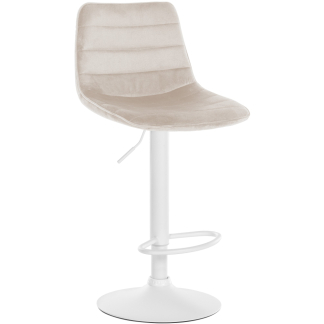 Barová židle Lex, samet,  bílá podnož / krémová