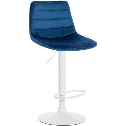 Barová židle Lex, samet,  bílá podnož / modrá - 1