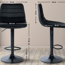 Barová židle Lex, samet,  černá podnož / černá - 2