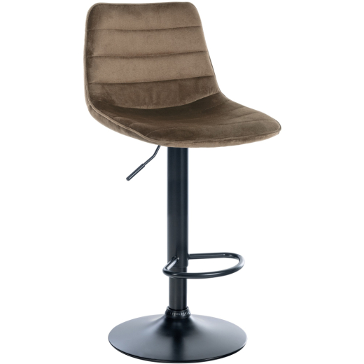 Barová židle Lex, samet,  černá podnož / hnědá - 1