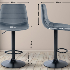 Barová židle Lex, syntetická kůže,  černá podnož / šedá  - 2