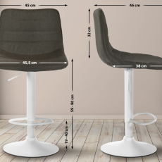 Barová židle Lex, textil,  bílá podnož / taupe  - 2