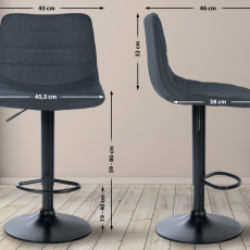 Barová židle Lex, textil,  černá podnož / tmavě šedá - 2