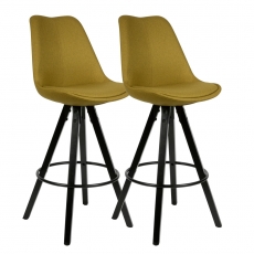 Barová židle Lina (SET 2 ks), textil, žlutá - 2