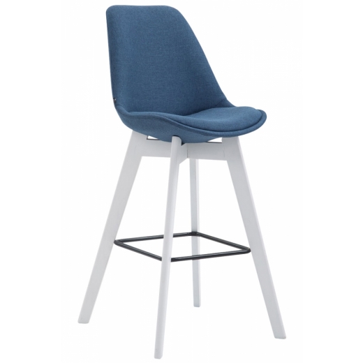 Barová židle Metz, textil, bílá / modrá - 1