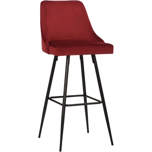 Barová židle Portree, samet, červená - 1