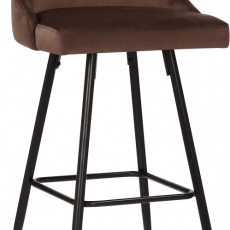 Barová židle Portree, samet, hnědá - 1